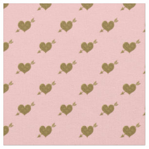 Embossed Gold Hearts Fabric-Soft Pink Fabric