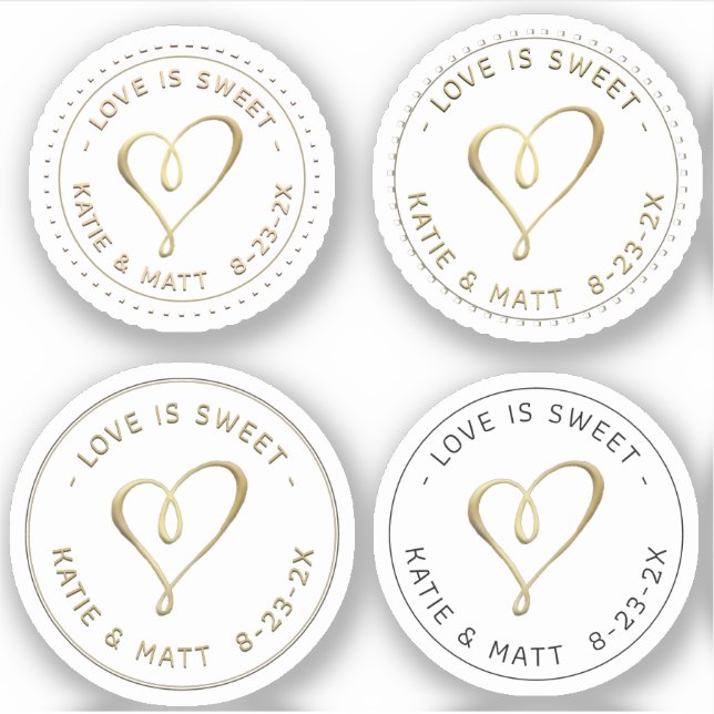 Embossed Gold Hearts Love is Sweet Wedding Favours (Front)