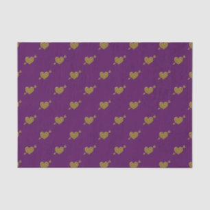Embossed Gold Hearts-PURPLE-TISSUE WRAPPING PAPER