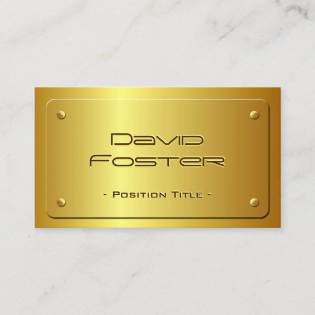 Embossed Gold Plate Look - Shiny Luxury Business Card (Front)
