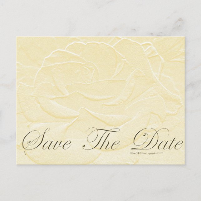 Embossed Gold Rose Save the Date Announcement Postcard (Front)