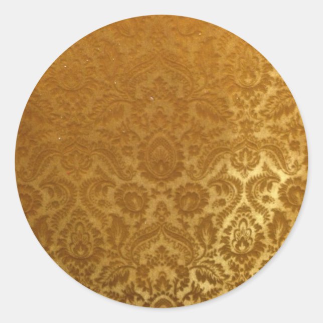 EMBOSSED GOLD  VELVET DESIGN CLASSIC ROUND STICKER (Front)