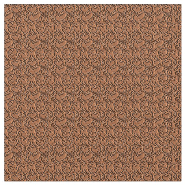 Embossed Hearts FABRIC, 05-Brown Fabric (Close Up)