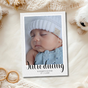 Embossed Hearts Introducing Photo Baby Thank You Card