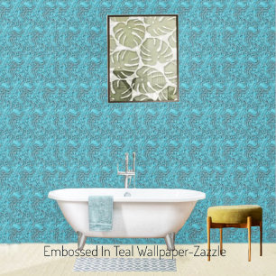 Embossed In Teal Wallpaper