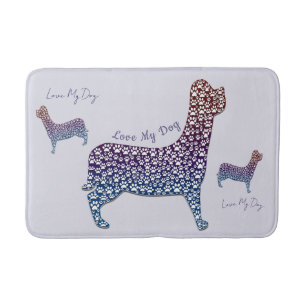 Embossed Indigo Gradient Paw Print Dog Outline Bath Mat