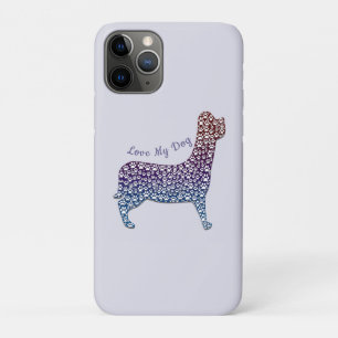 Embossed Indigo Gradient Paw Print Dog Outline iPhone 11 Pro Case