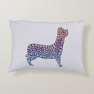 Embossed Indigo Gradient Paw Print Dog Outline Decorative Cushion