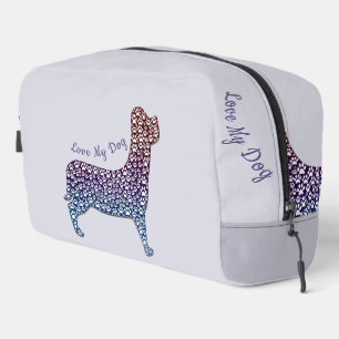 Embossed Indigo Gradient Paw Print Dog Outline Dopp Kit