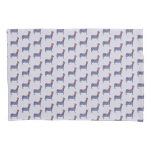 Embossed Indigo Gradient Paw Print Dog Outline Pillowcase