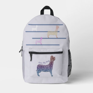 Embossed Indigo Gradient Paw Print Dog Outline Printed Backpack
