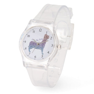 Embossed Indigo Gradient Paw Print Dog Outline Watch