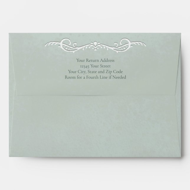 Embossed Jade Green Return Adress Envelope (Back (Top Flap))