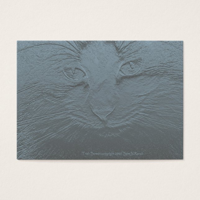 Embossed Look Cat Face Grey Blue (Front)