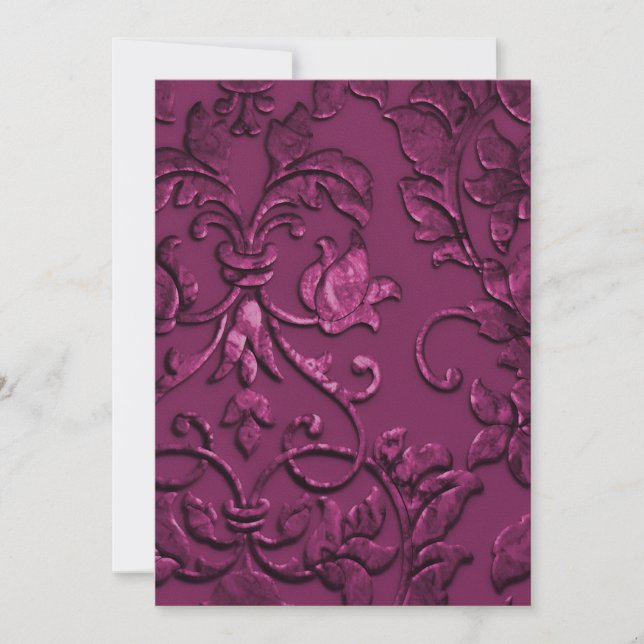 Embossed Look Damask Magenta Invitation (Front)