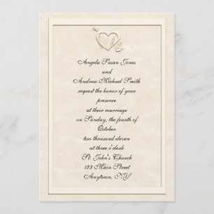 Embossed-Look Heart Frame Wedding Invitation