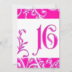 Embossed Look Pink Sweet 16 Birthday Invitation