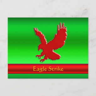 Embossed-look Red Eagle on green metallic-effect Postcard