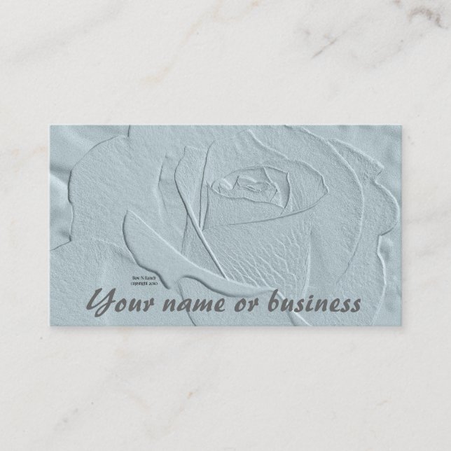 Embossed Look Rose Light Teal Business Card (Front)