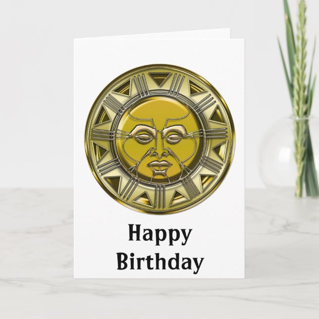 Embossed Mayan Metallic Sun Card (Front)