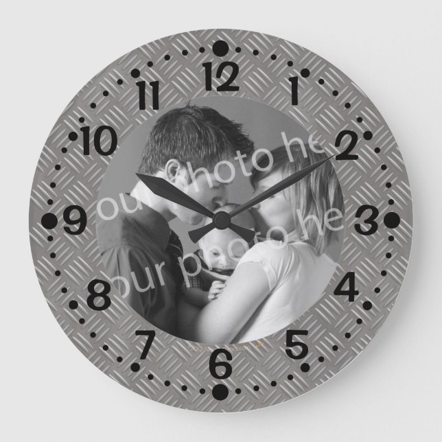 Embossed Metal Look Custom Photo Clock w/ Minutes (Front)