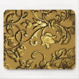 Embossed Metallic Damask, Gold Mouse Pad