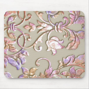 Embossed Metallic Damask Pastel Mouse Pad