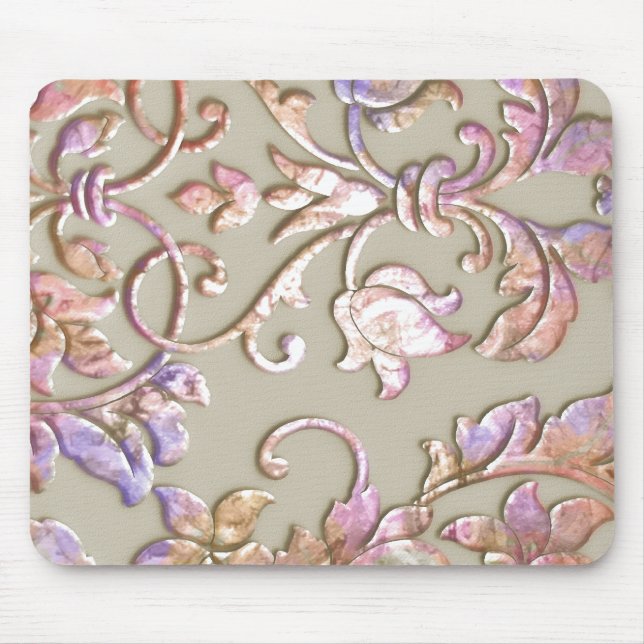 Embossed Metallic Damask Pastel Mouse Pad (Front)
