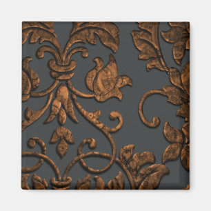 Embossed Metallic Look Damask, Copper Magnet