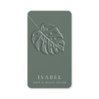 Embossed monstera leaf monogram Qr code 