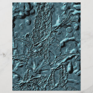 Embossed Morning Glory Blue Floral Scrapbook Paper