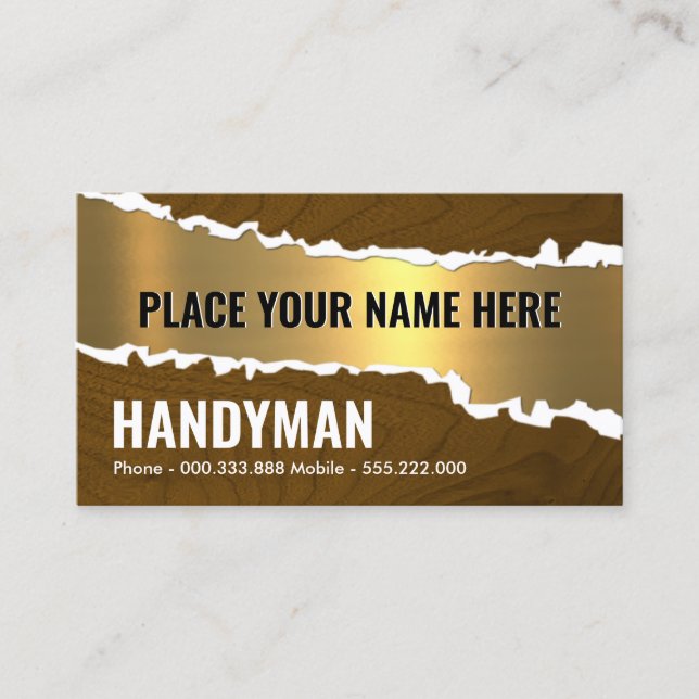 Embossed Name Handyman Business Card (Front)