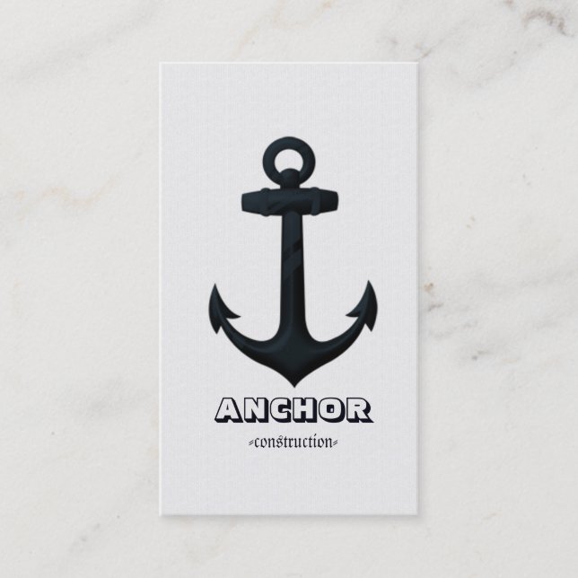 Embossed Navy Blue Nautical ANCHOR Business Card (Front)