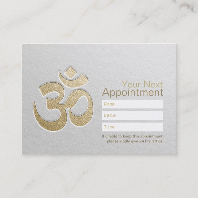 Embossed OM Symbol YOGA Instructor Appointment Card (Front)