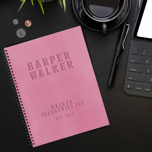 Embossed Personalised Pink Vegan Leather Notebook (Creator Uploaded)