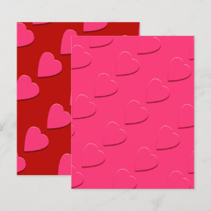 Embossed Pink Hearts on Pink w/Red 4.5x5.6 Paper