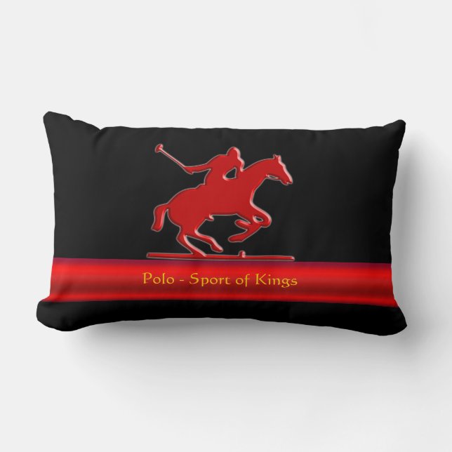 Embossed Polo Pony and Rider, red chrome-look Lumbar Cushion (Front)