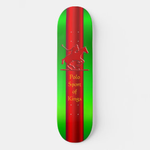 Embossed Polo Pony and Rider, red chrome-look Skateboard