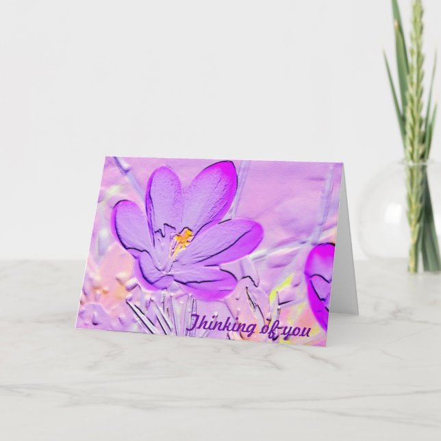 Embossed Purple Crocus Thinking of You Card (Front)