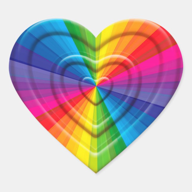 Embossed Rainbow Heart Heart Sticker (Front)