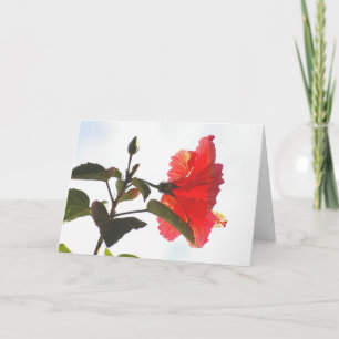 Embossed Red Hibiscus, Cloudscape Card