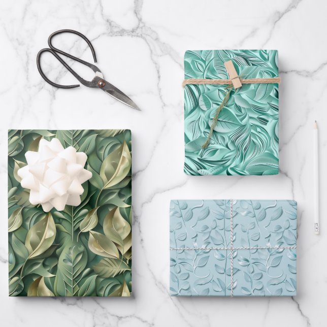 Embossed Shades of Variety of Colors Wrapping Paper Sheet (Front)