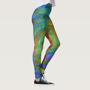 Embossed spiral rainbow and messy stripes leggings
