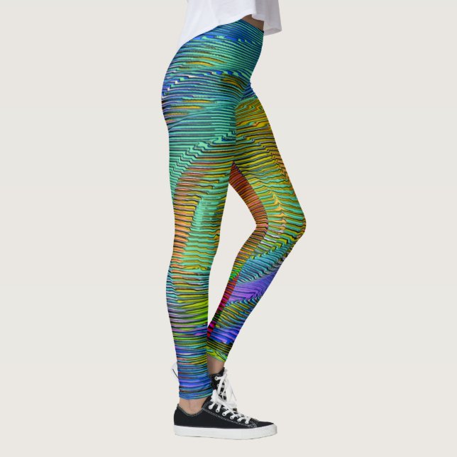 Embossed spiral rainbow and messy stripes leggings (Right)