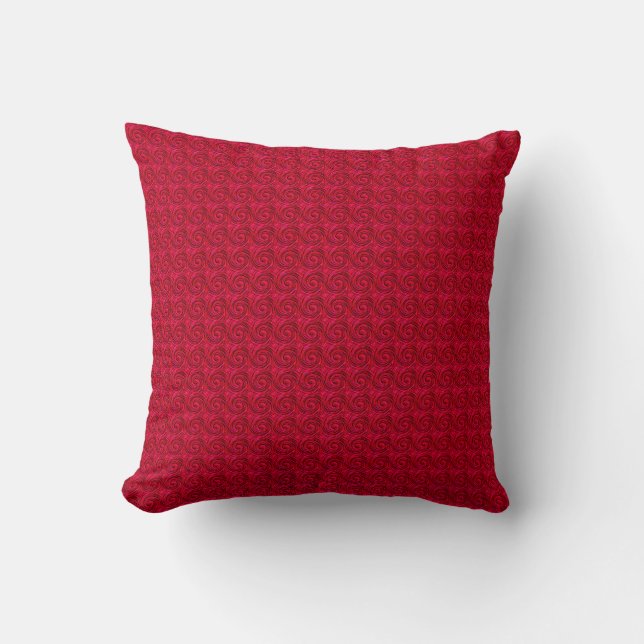 Embossed Swirls Throw Pillow, Raspberry Red Cushion (Front)