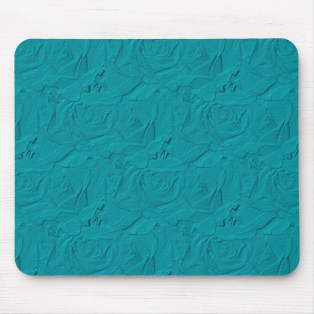 Embossed Textured Roses TEAL MOUSEPAD (Front)