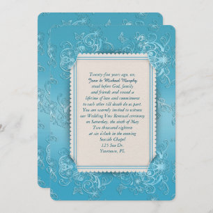 embossed turquoise frame elegance invitation