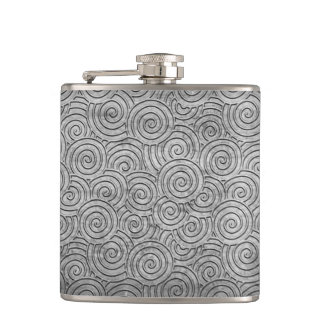 Embossed Twirl White Texture Hip Flask