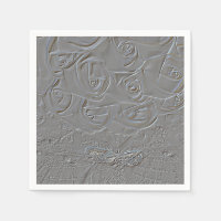 Embossed Wedding Bouquet with Rings Napkins