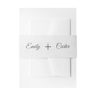 Embossed White with Names Invitation Belly Band